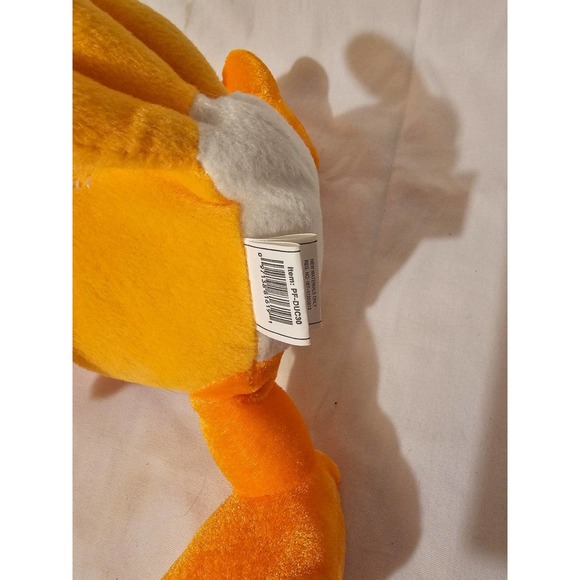 2014 NANCO PLUSH 10" SITTING ORANGE DUCK WITH RED BOWTIE - Picture 4 of 5